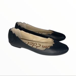 Sam Edelman Black Finnegan Scalloped Edge Leather Ballet Flats Size 6.5